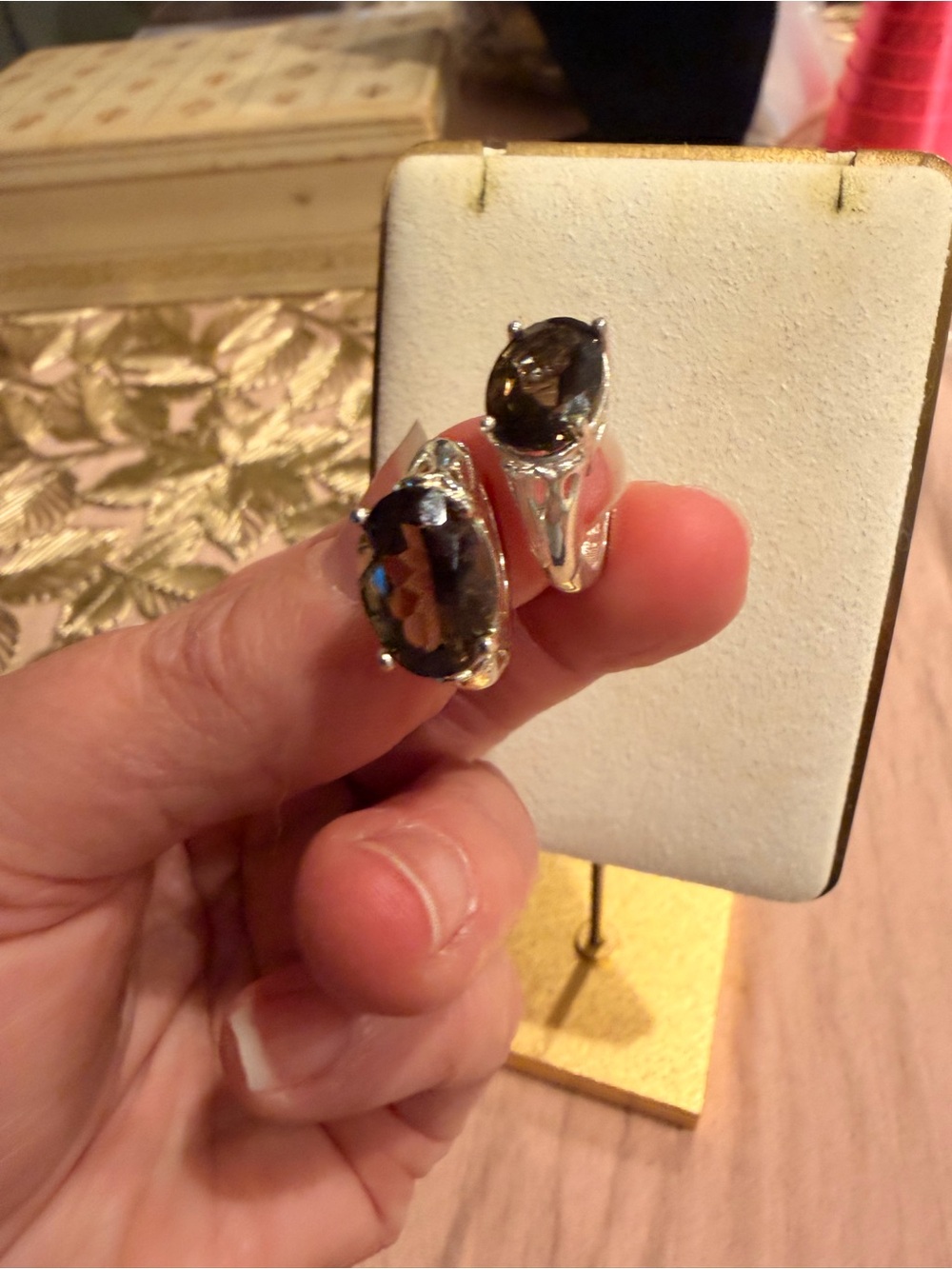 925 Smoky Quartz Oval Sterling Earrings- Women's Silver